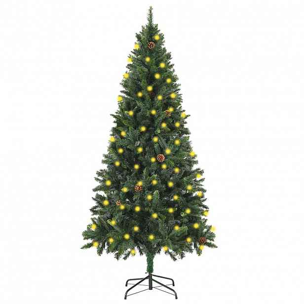 vidaXL Umělý vánoční stromek s LED osvětlením a šiškami zelený 180 cm