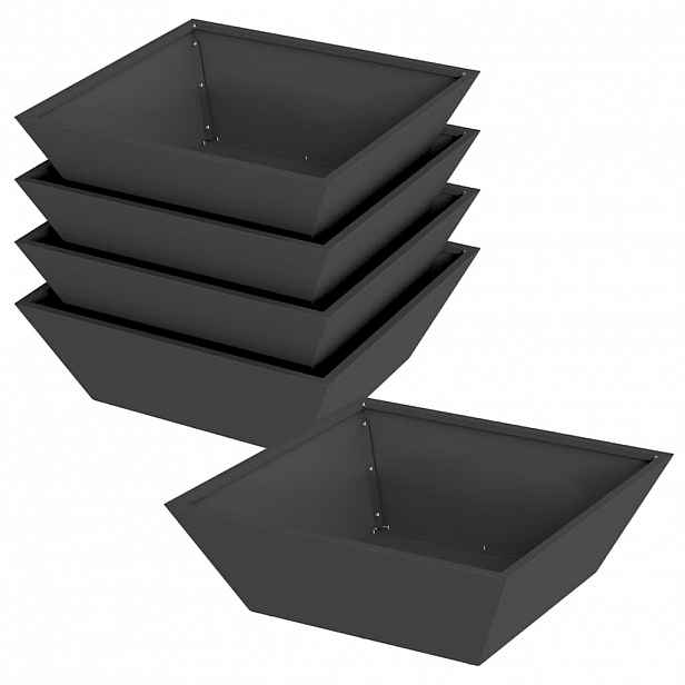 vidaXL Zahradní pěstebník 5 ks Černá 50 x 50 x 15 cm