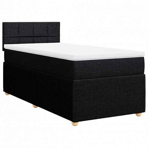 vidaXL Box spring postel s matrací černá 90x200 cm textil