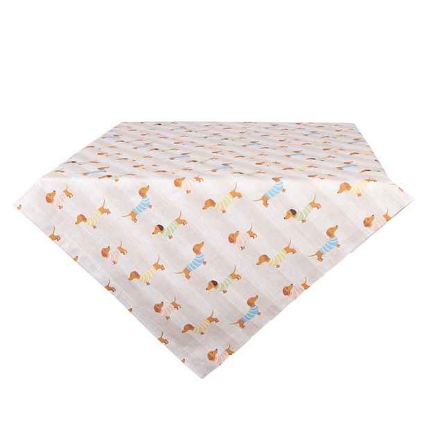 Béžový bavlněný ubrus s jezevčíky Puppy Pullover - 100*100 cm Clayre & Eef