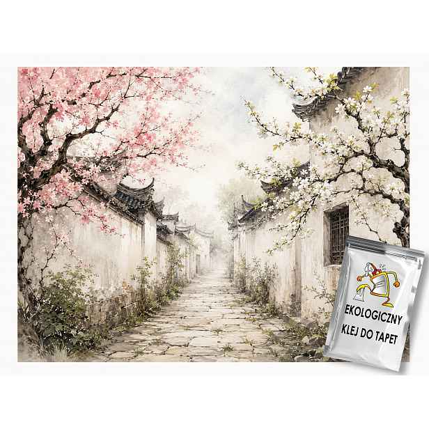 Fototapeta Flizelina Asie Čína Japonsko Ulička Domy Stromy 254x184 130g