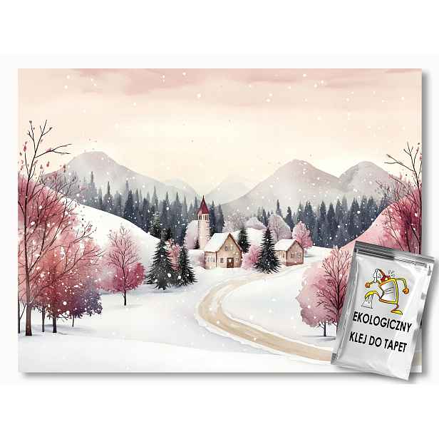 Fototapeta Flizelina Krajina Hory Městečko Cesta Zima Sníh 368x254 130g