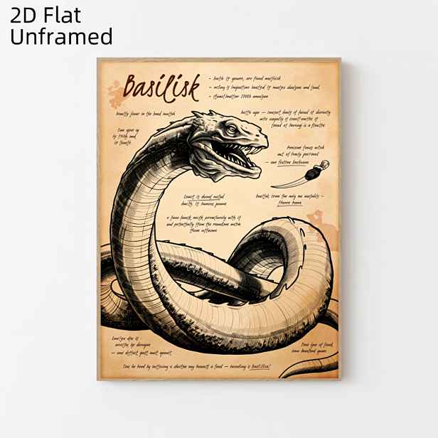 TEMU 2D plochý, 2D plochý, 2D plochý 1ks kreslený film Harry Potter Basilisk Plakát Nástěnné umělecké tisky Plátno Nástěnná dekorace Ložnice Pokoj