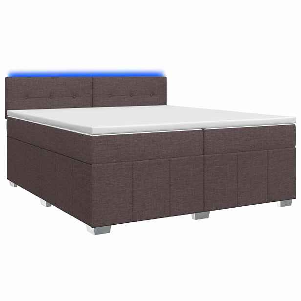 vidaXL Postel boxspring s matrací Tmavě hnědá 200 x 200 cm Textil