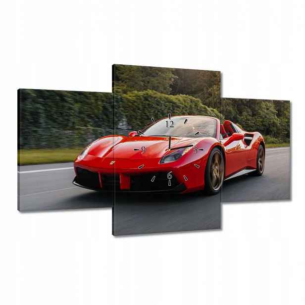 Hodiny 100x60 Červené Ferrari Cesta