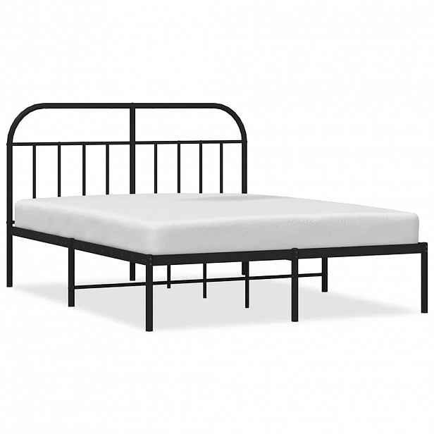 vidaXL Kovový rám postele s čelem černý 150 x 200 cm