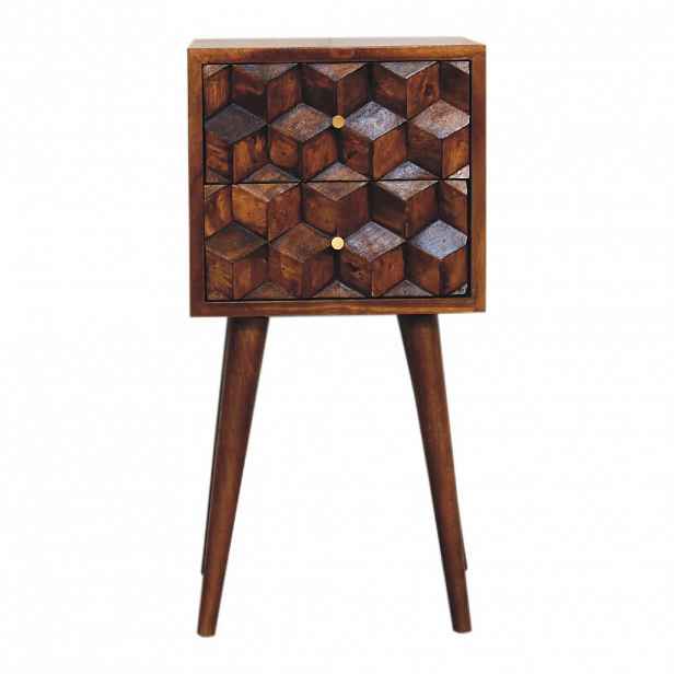 Artisan Furniture NOČNÍ STOLEK, montáž na zeď, kulatý, 1 zásuvka, hnědý