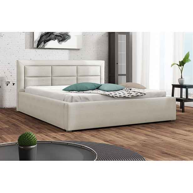 Manželská postel s roštem 160x200 PALIGEN 2 - krémová