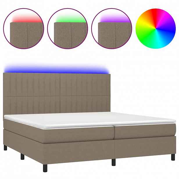 vidaXL Box spring postel s matrací a LED taupe 200x200 cm textil