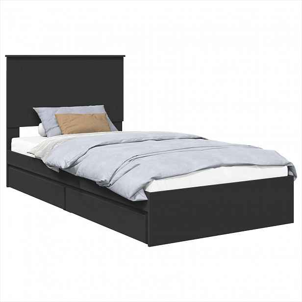 vidaXL Postel s úložným prostorem Černá 100 x 200 cm Kompozitní dřevo