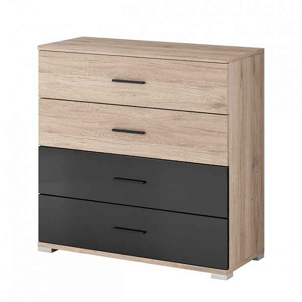 Komoda 4S Berry dub san remo / černý lesk