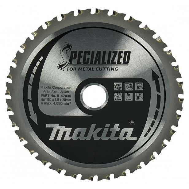 Makita - Pilový kotouč na kov 150x20 mm, 32 zubů B-47036