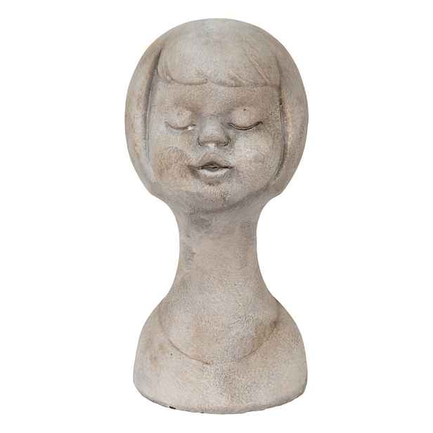 Šedá cementová dekorace busta dívky - 12*11*24 cm Clayre & Eef