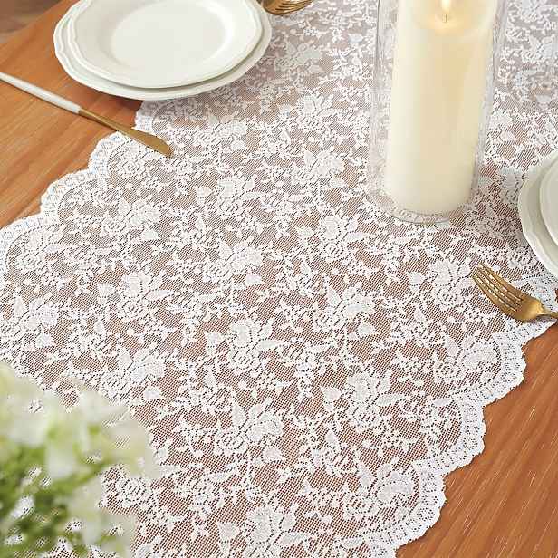 TEMU 1Panel Venkovská Květinová Krajka Jacquard Průhledný Ubrus, , Vhodný pro Jídelní Stoly, Kávové a Čajové Stolky, Doplňky k Čajovým Stolkům