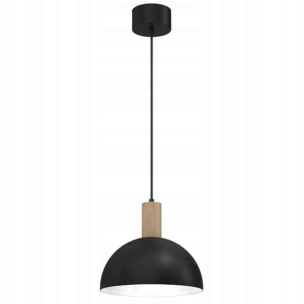 Závěsná lampa dřevěná černá hnědá kulatá 30 cm nad stůl ostrov Luminex