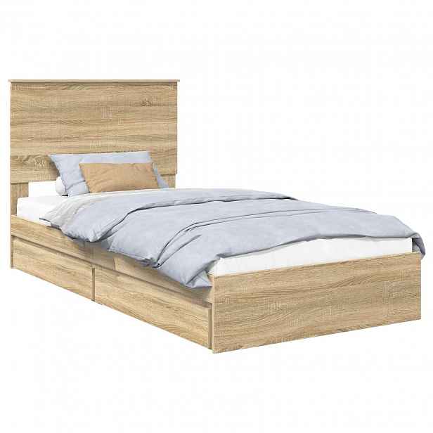 vidaXL Postel s úložným prostorem se zásuvkou Sonoma dub 100 x 200 cm