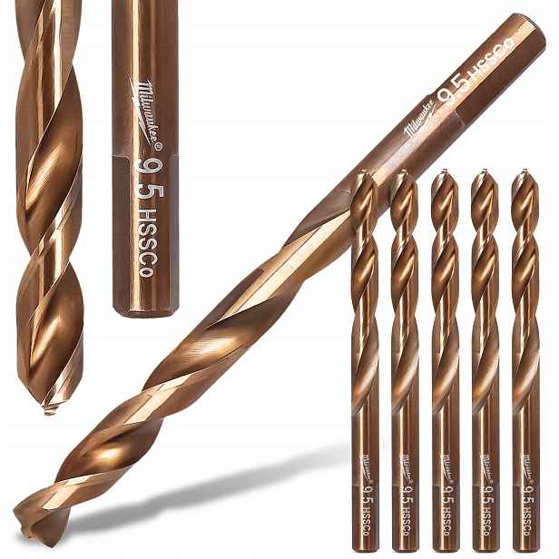 5x Vrtáky do kovu 9,5 mm Milwaukee Kobaltové Hss-g Nerezové oceli Wier R6