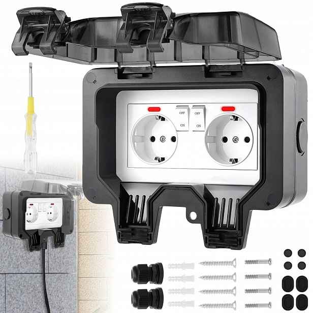 Dvojitá Venkovní Zahradní Zásuvka, Vodotěsná Elektrická Zásuvka