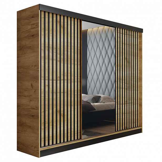 Kier Furniture POSUVNÁ ŠATNÍ SKŘÍŇ MALANI - Dub Craft 200x205x59cm