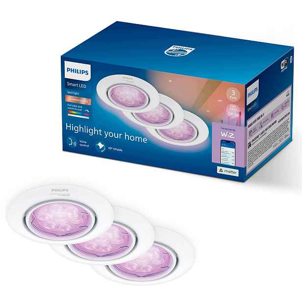 Led podomítkové svítidlo 5W GU10 Rgb Philips Smart WiFi Aplikace WiZ 3 ks