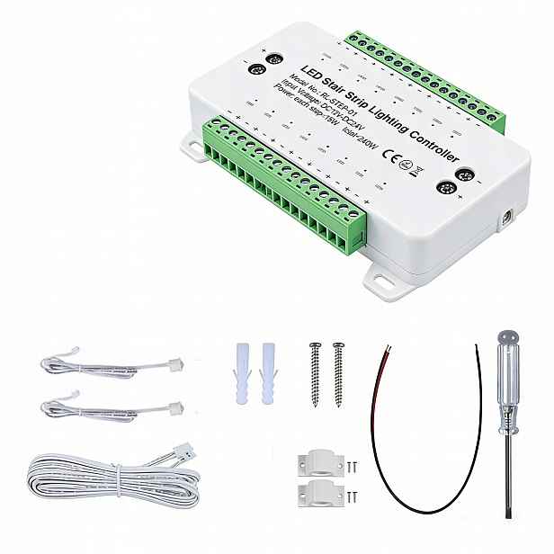 Led Schodišťový Ovladač 16 Stupňů Schodů Kanálů 12-24V 240W Senzory Pir
