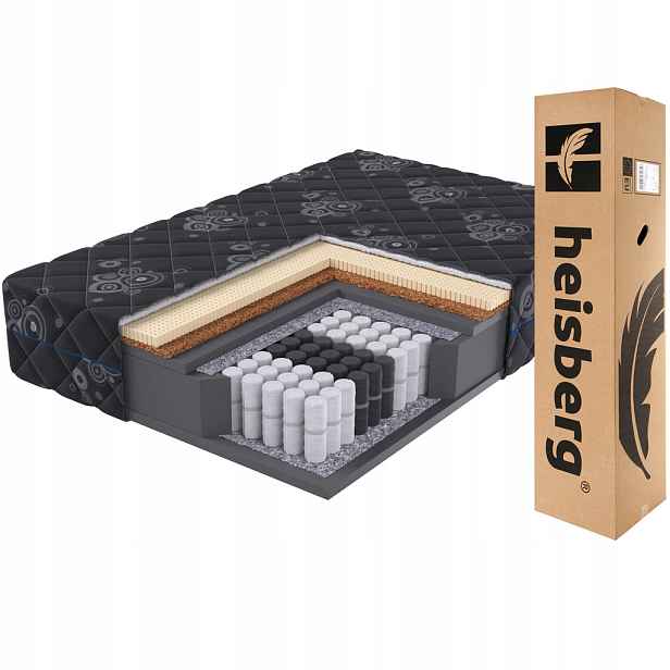 Matrace 90x200 Black Dream H4/H3 černá pěna latex kokos 24 cm Heisberg