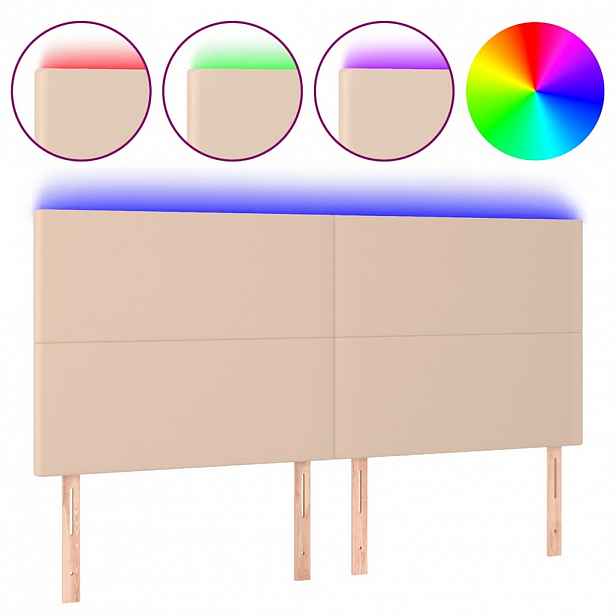 vidaXL Čelo postele s LED cappuccino 160x5x118/128 cm umělá kůže