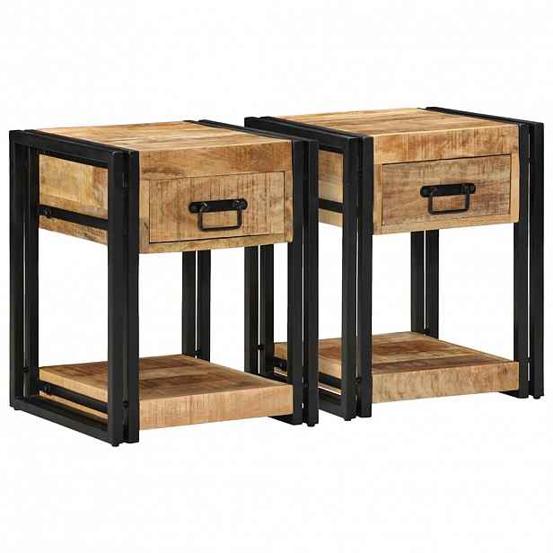 vidaXL Noční stolky 2 ks 40 x 40 x 50 cm masivní surové dřevo mango
