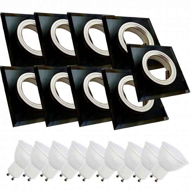 9x Skleněná Stropní Lampa Zapuštěná Do Stropu Křišťál 3W Led Žárovky