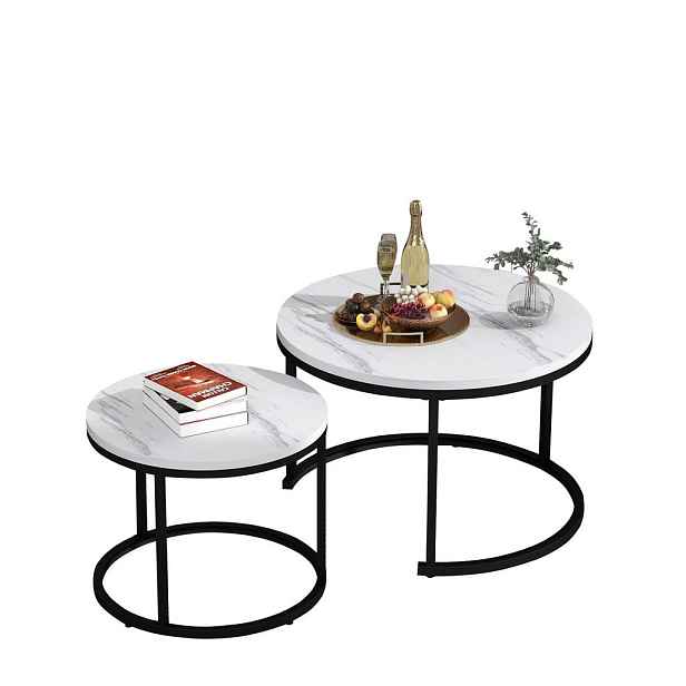 EVRYAE KONFERENČNÍ STOLEK sada 2 kusů s kulatým designem a MDF stolovou deskou 50/70,5 cm