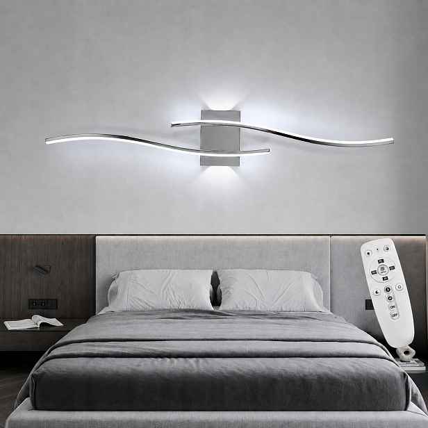 Lampa Scienna Chrom Kinkiet Led Moderní Do Obývacího Pokoje Stmivatelná Dálkové Ovládání 29W