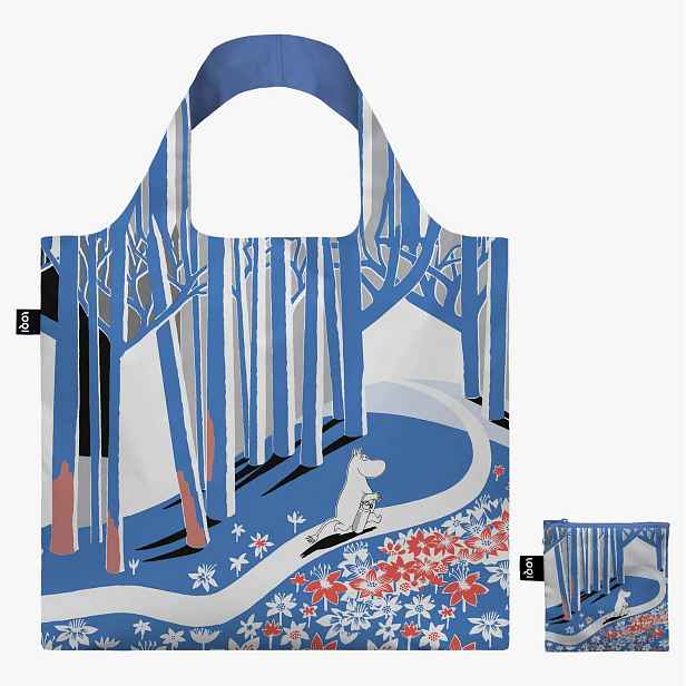 Skládací nákupní taška LOQI MOOMIN Blue Forest