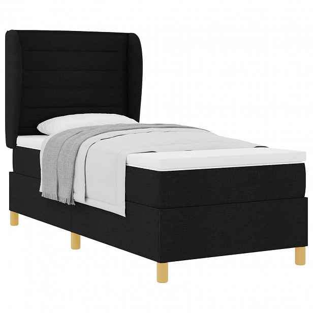 vidaXL Postel s boxspringem s matrací s čelo Černý 200 x 80 cm textil