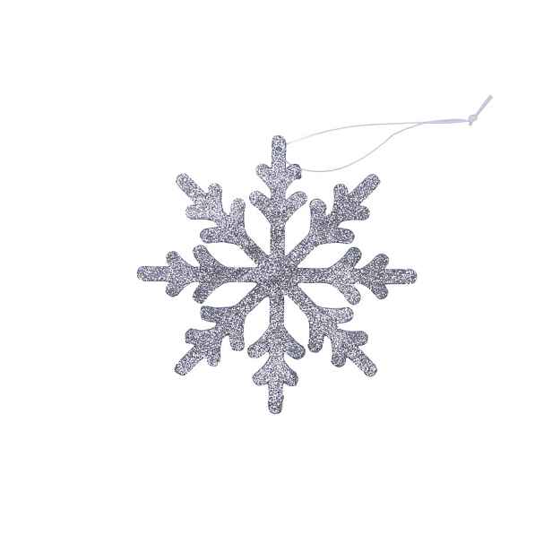 Vánoční ozdoba vločka IV, pr. 15 cm, stříbrná, překližka, venkovní