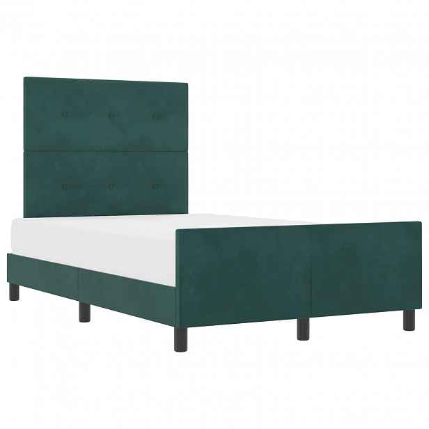 vidaXL Postel s boxspringem s čelo Tmavě zelená 120 x 190 cm samet