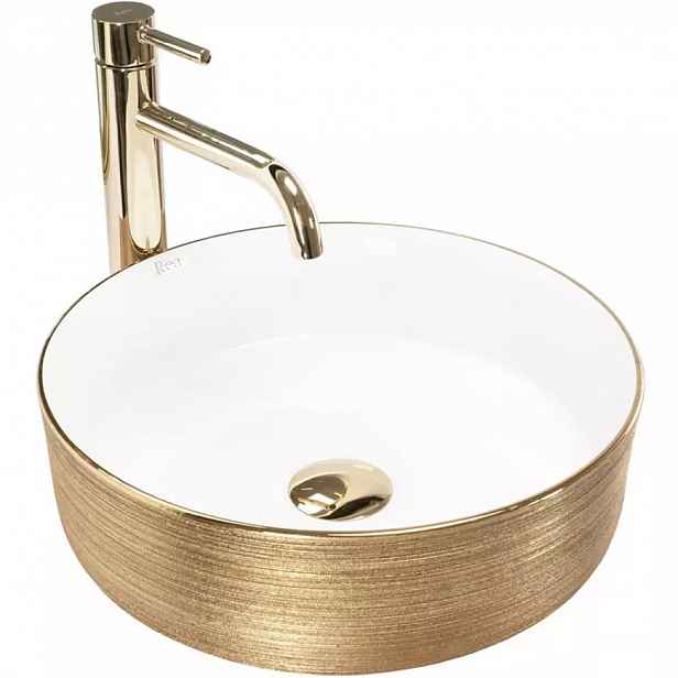 Umyvadlo na desku Sami Gold Brush/White