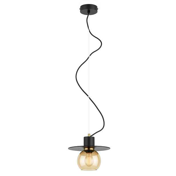 Závěsná lampa černo-zlatá skleněná koule 1xE27 15W Navaro Alfa