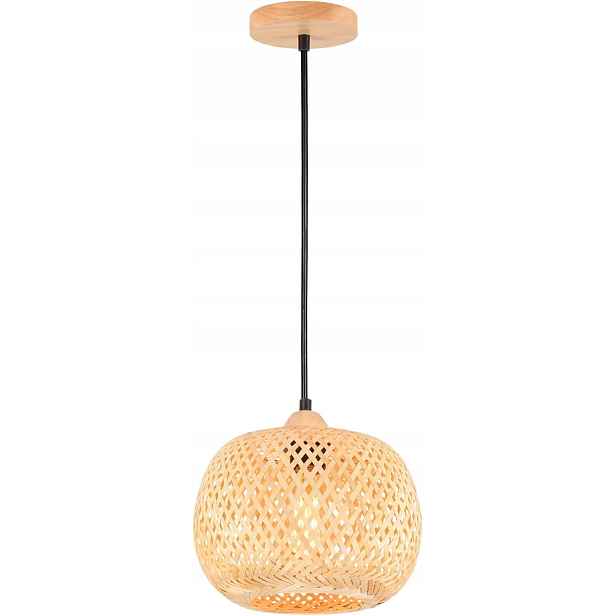 Závěsná lampa Ligkin bambusová boho ratan E27 vintage 25 cm
