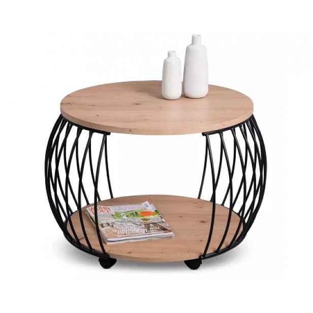 Kulatý konferenční stolek Peking 60 cm, dub artisan