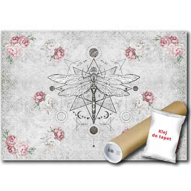 Vinylová Fototapeta Vážka Květiny Boho 152x104
