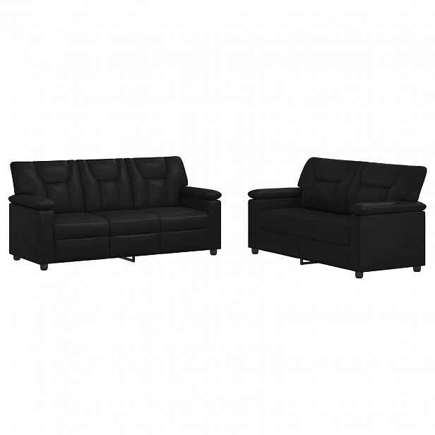 vidaXL Set pohovek 2 pcs Černá Umělá kůže