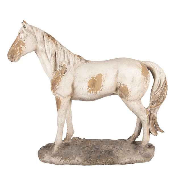 Majestátní béžová antik dekorace socha kůň ve vintage stylu - 73*23*64 cm Clayre & Eef