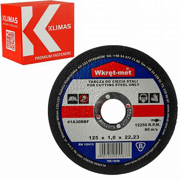 Kotouče na řezání kovu 125 mm 100 ks korundové Klimas TCS125