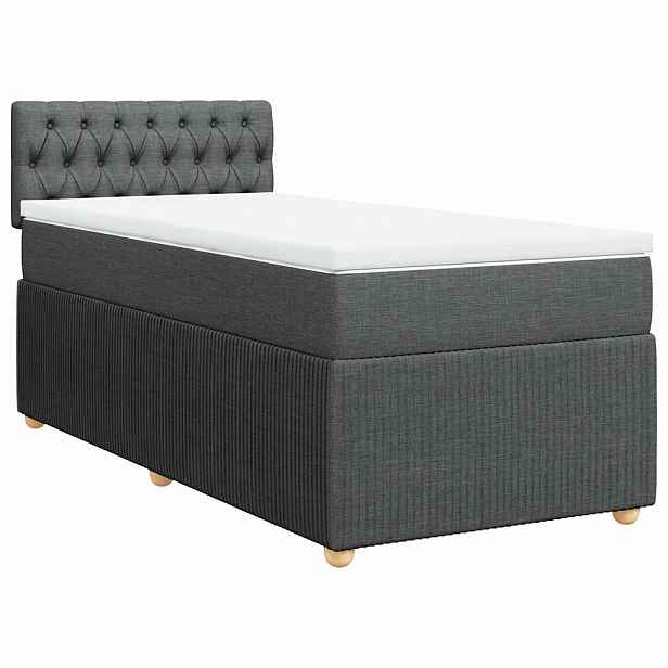 vidaXL Box spring postel s matrací tmavě šedá 90x200 cm textil