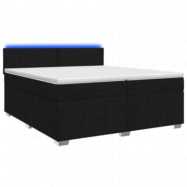 vidaXL Postel boxspring s matrací s čelo Černá 200 x 200 cm Textil