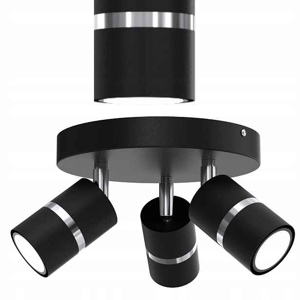 Stropní Svítidlo Reflektor Spot Černý Chrom Nastavitelná Led GU10 Polská Lampa