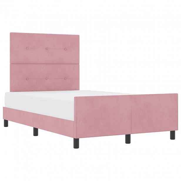vidaXL Postel s boxspringem s čelo Růžová 120 x 190 cm samet