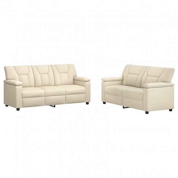 vidaXL Set pohovek 2 pcs Krémová Umělá kůže