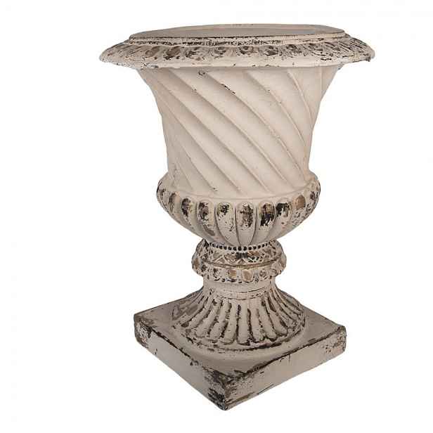 Béžový antik květináč ve tvaru amfory s patinou Amfonia - 44*44*58 cm Clayre & Eef