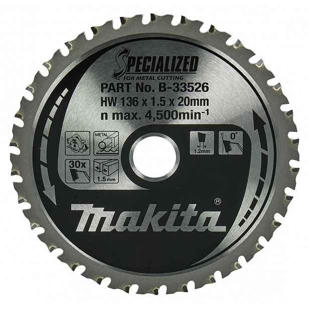 Makita - Pilový kotouč na kov 136x20 mm, 30 zubů B-33526